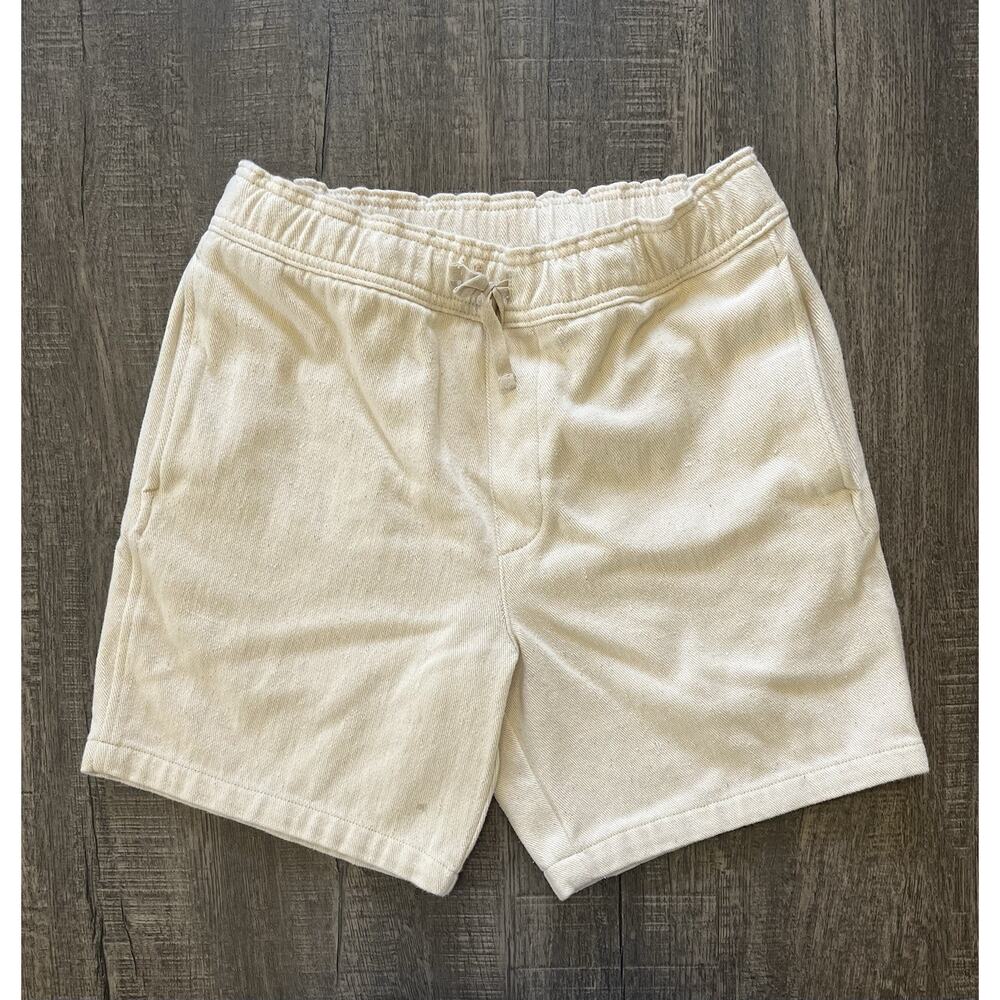 Patagonia Handwoven Organic Cotton Volley Shorts Men Beige Drawstring Small